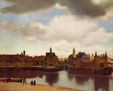 Dutch painter Jan Vermeer painted the town of Delft, Holland where he lived for his entire life (1632-1675). Above the town, he painted <a href="/earth/Atmosphere/clouds/stratocumulus.html&dev=">stratocumulus clouds</a> in the sky. Stratocumulus clouds usually produce only light precipitation, in the 
form of <a href="/earth/Atmosphere/precipitation/drizzle.html&dev=">drizzle</a>.<p><small><em>Image courtesy of Corel</em></small></p>