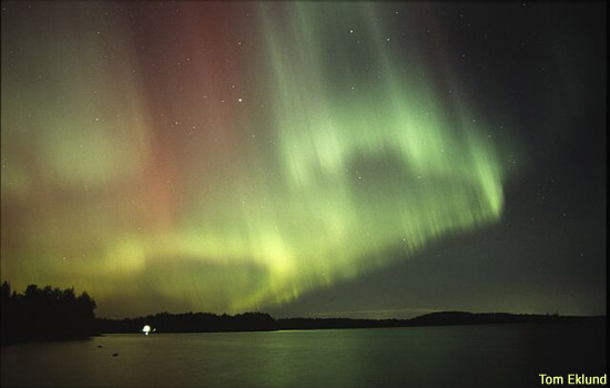 Green and red aurora