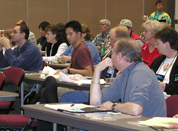 Our staff conducts numerous workshops and presentations at conferences and 
other venues for the professional development of geoscience educators. You can 
access the materials from these workshops <a 
href="/teacher_resources/main/w2u_workshops.html&dev=">
here</a>.<p><small><em> Windows to the Universe original image</em></small></p>